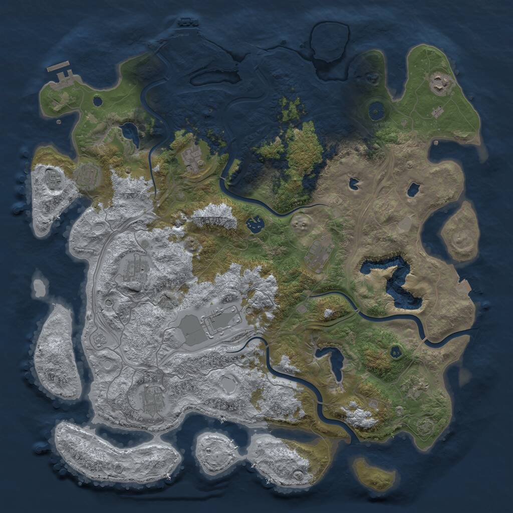 Rust Map: Procedural Map, Size: 4500, Seed: 666288517, 16 Monuments