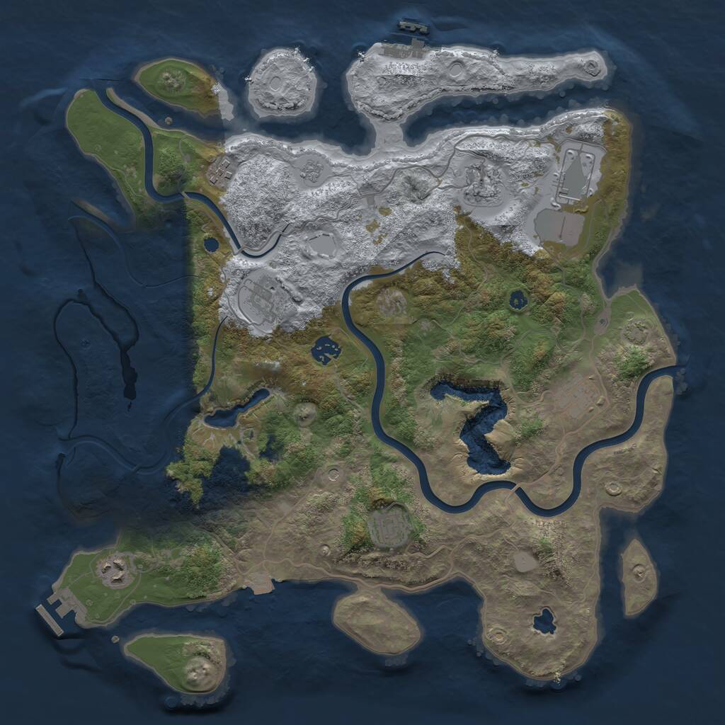 Rust Map: Procedural Map, Size: 4000, Seed: 449182279, 14 Monuments