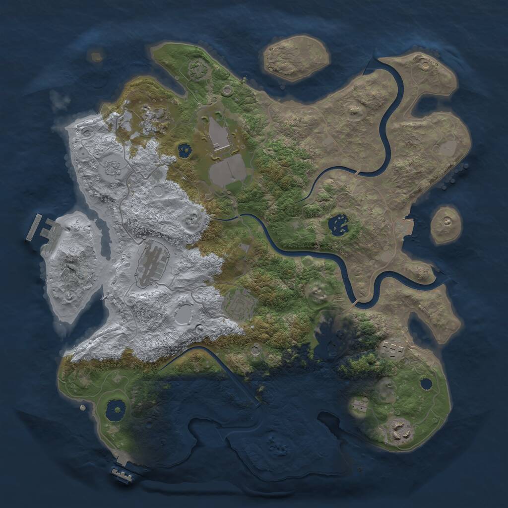 Rust Map: Procedural Map, Size: 3600, Seed: 8122023, 14 Monuments