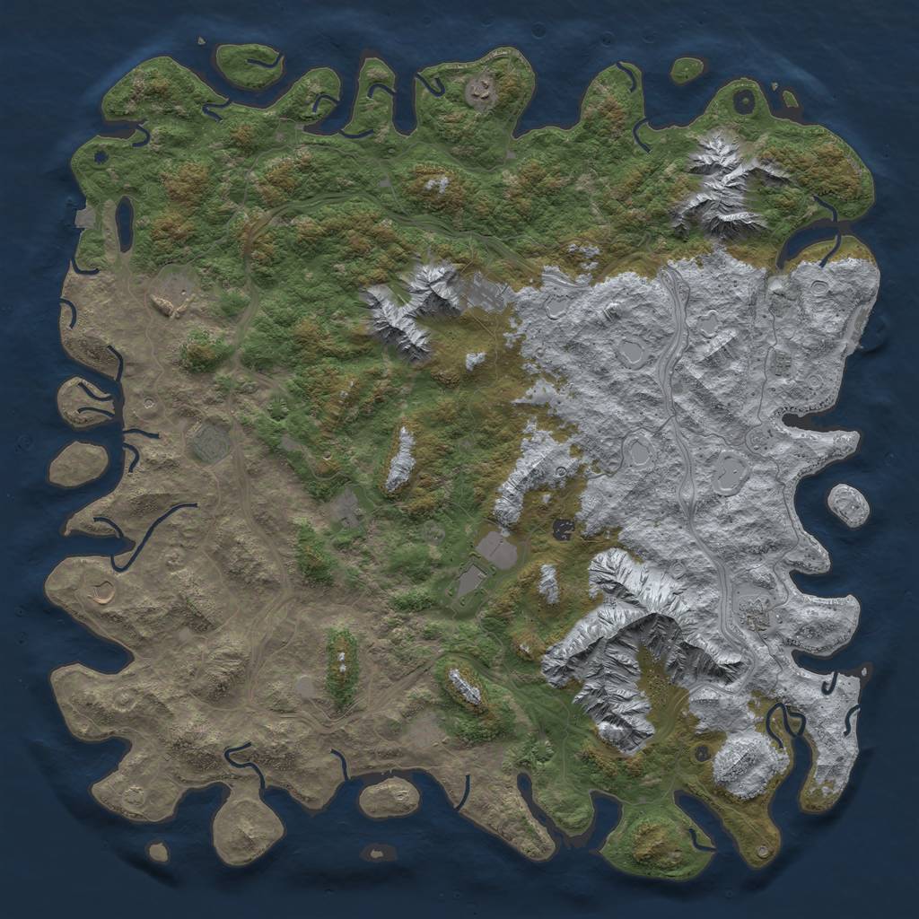 Rust Map: Procedural Map, Size: 6000, Seed: 521251, 18 Monuments
