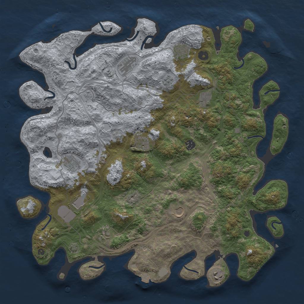 Rust Map: Procedural Map, Size: 4500, Seed: 2144426782, 17 Monuments