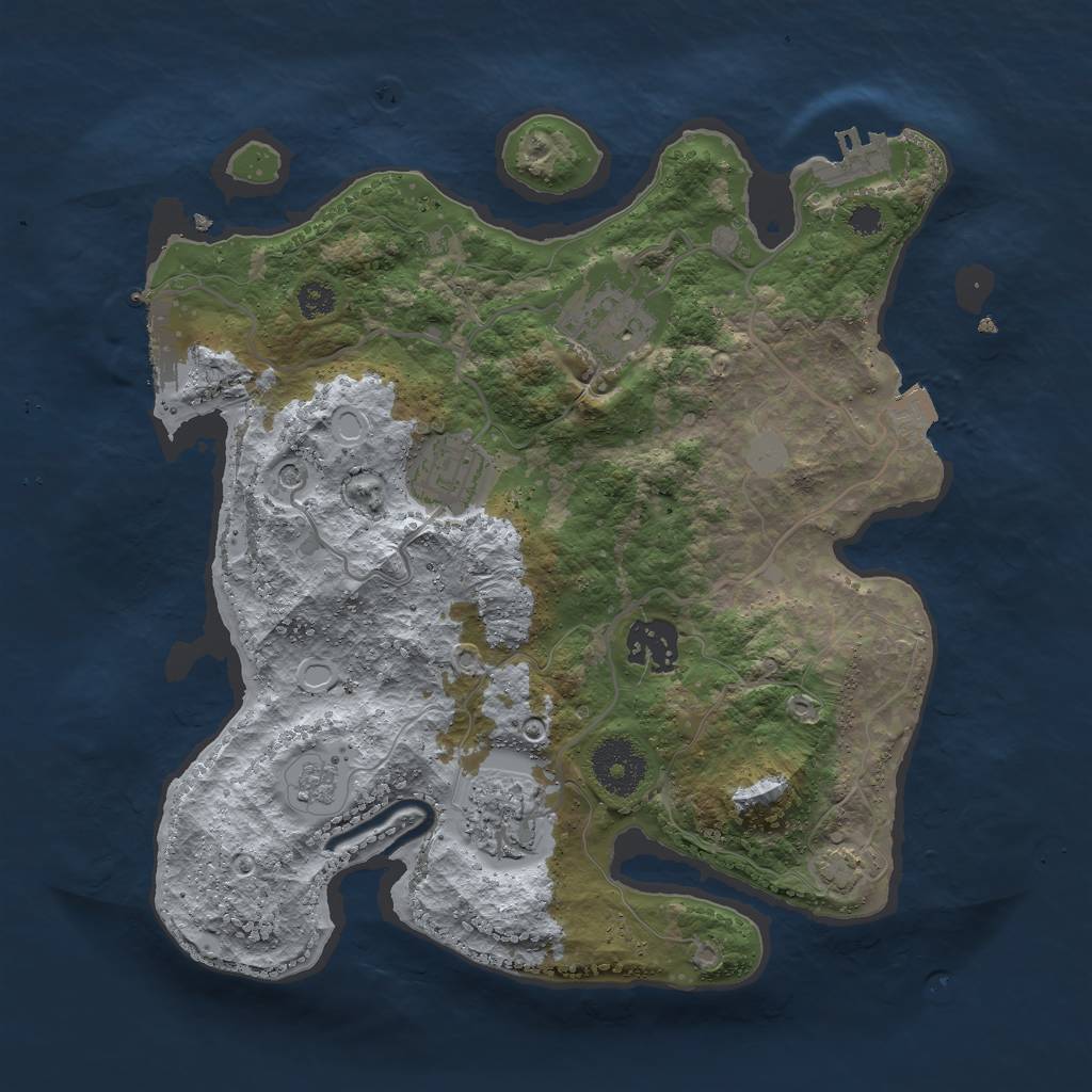 Rust Map: Procedural Map, Size: 3000, Seed: 35640495, 12 Monuments