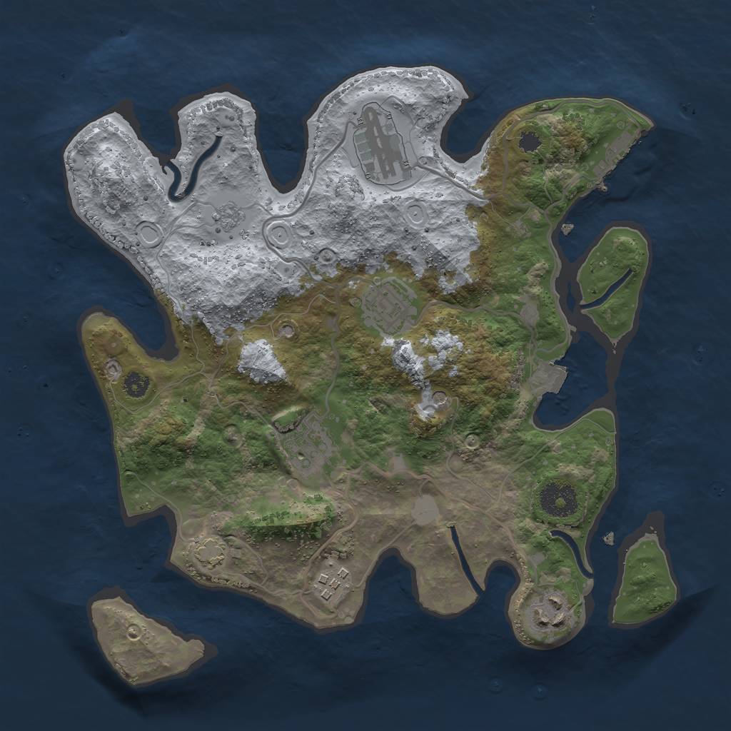 Rust Map: Procedural Map, Size: 3000, Seed: 6757, 12 Monuments