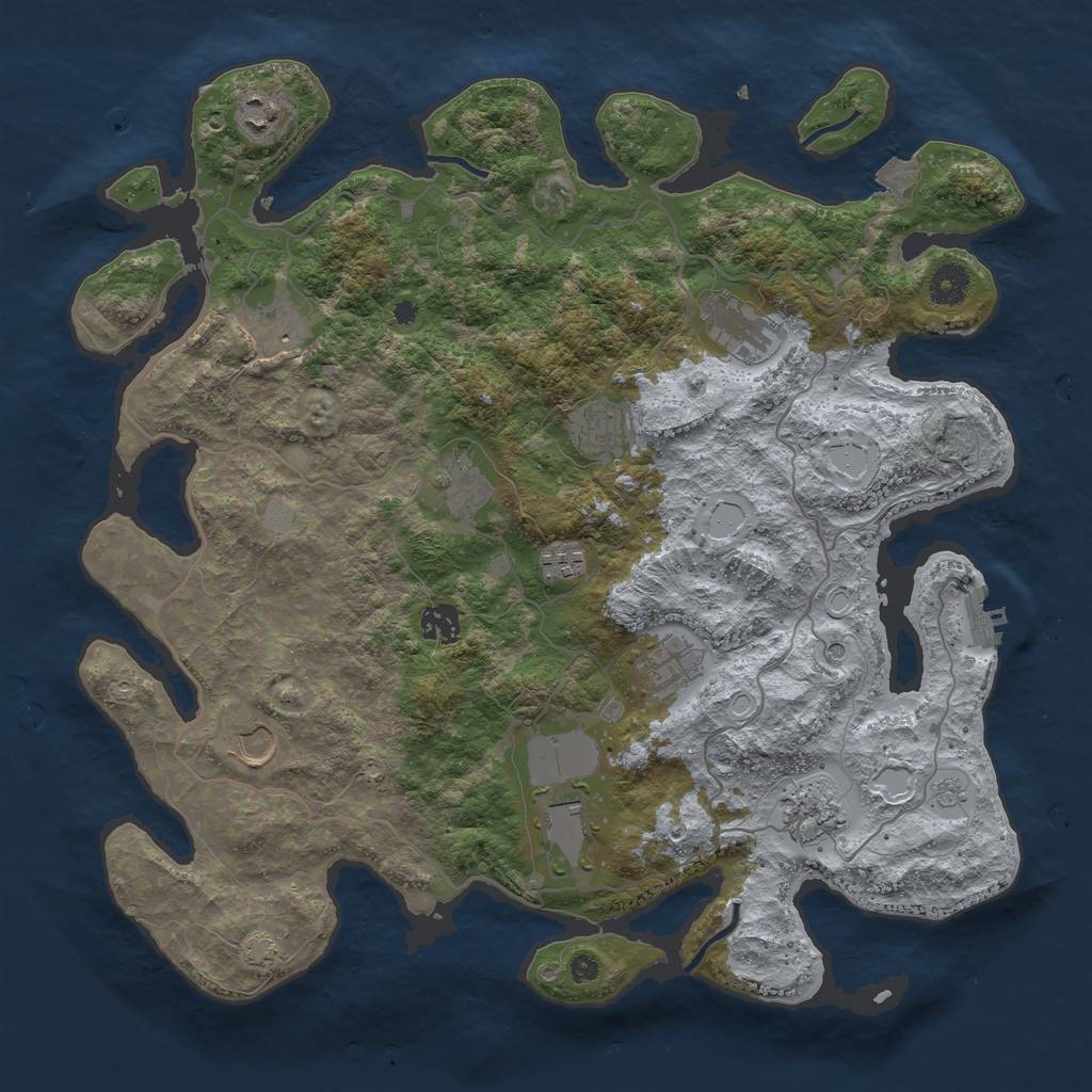 Rust Map: Procedural Map, Size: 4000, Seed: 1279446573, 18 Monuments