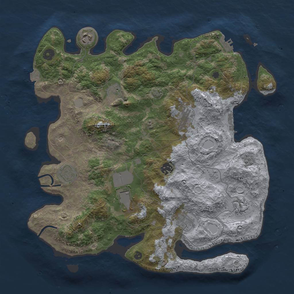 Rust Map: Procedural Map, Size: 3800, Seed: 2461503, 17 Monuments