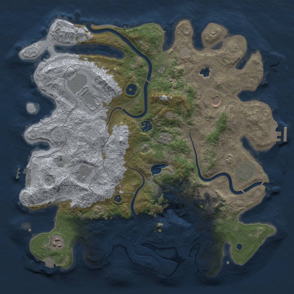 Rust Map: Procedural Map, Size: 4000, Seed: 1021332249, 14 Monuments