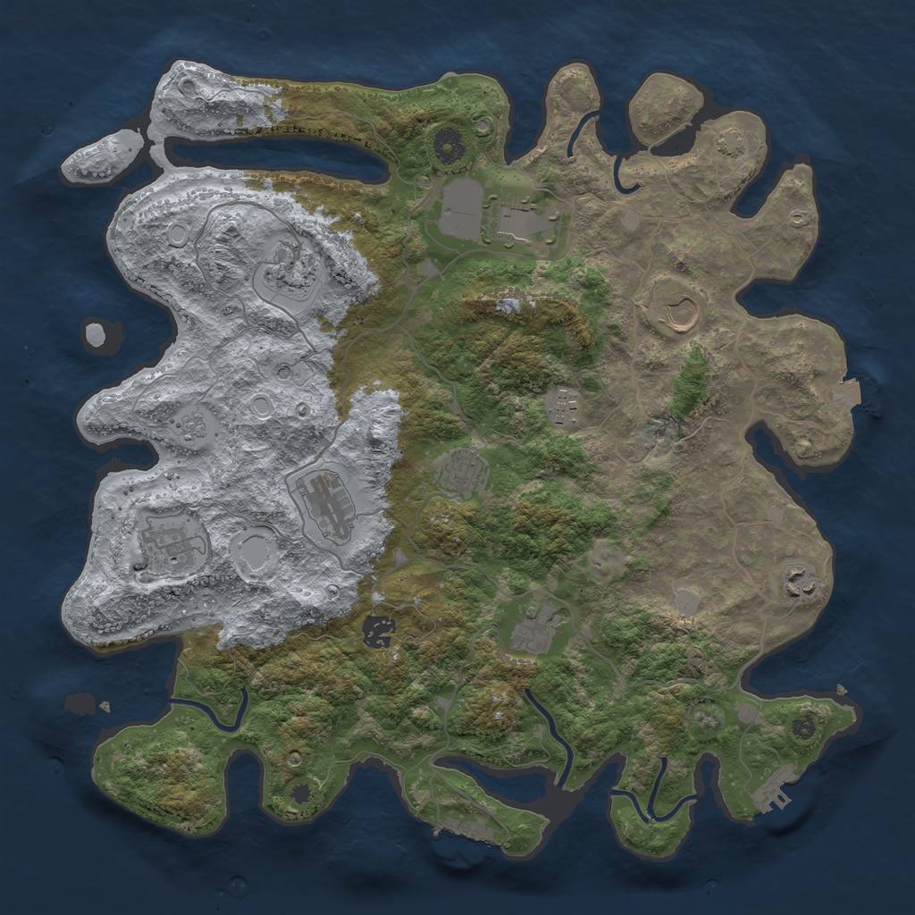 Rust Map: Procedural Map, Size: 4000, Seed: 1021332249, 18 Monuments