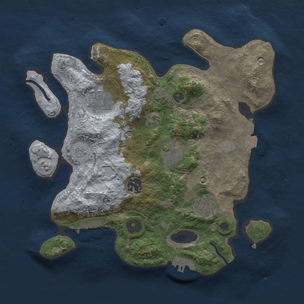 Rust Map: Procedural Map, Size: 3000, Seed: 681897098, 12 Monuments