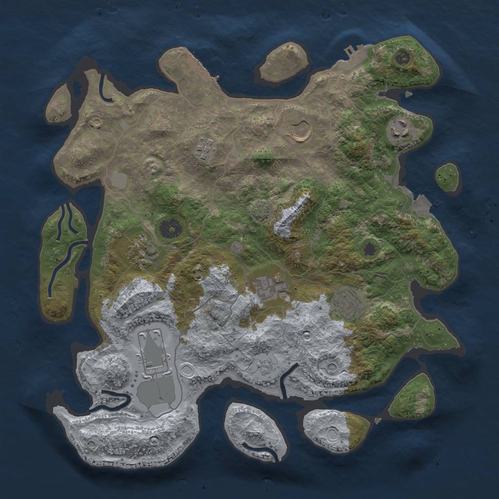 Rust Map: Procedural Map, Size: 3500, Seed: 169887781, 15 Monuments