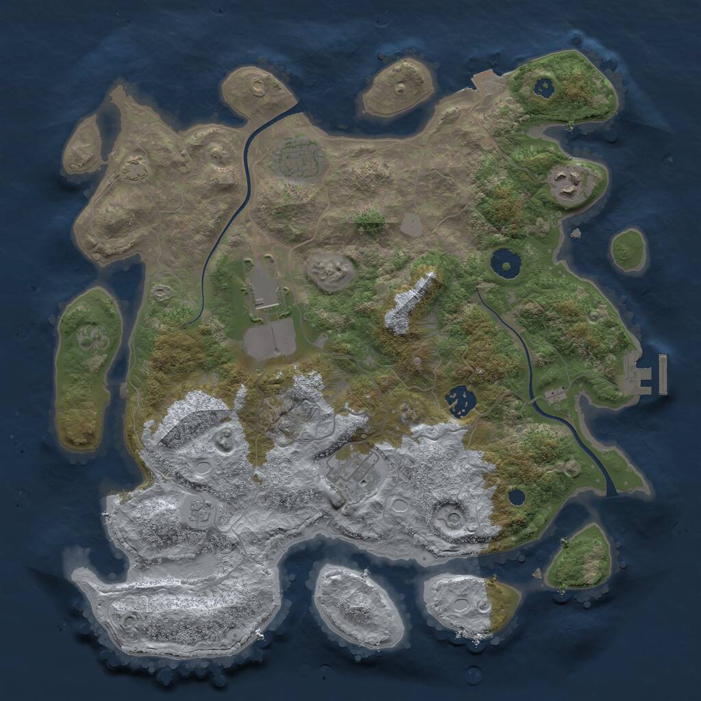 Rust Map: Procedural Map, Size: 3500, Seed: 169887781, 10 Monuments