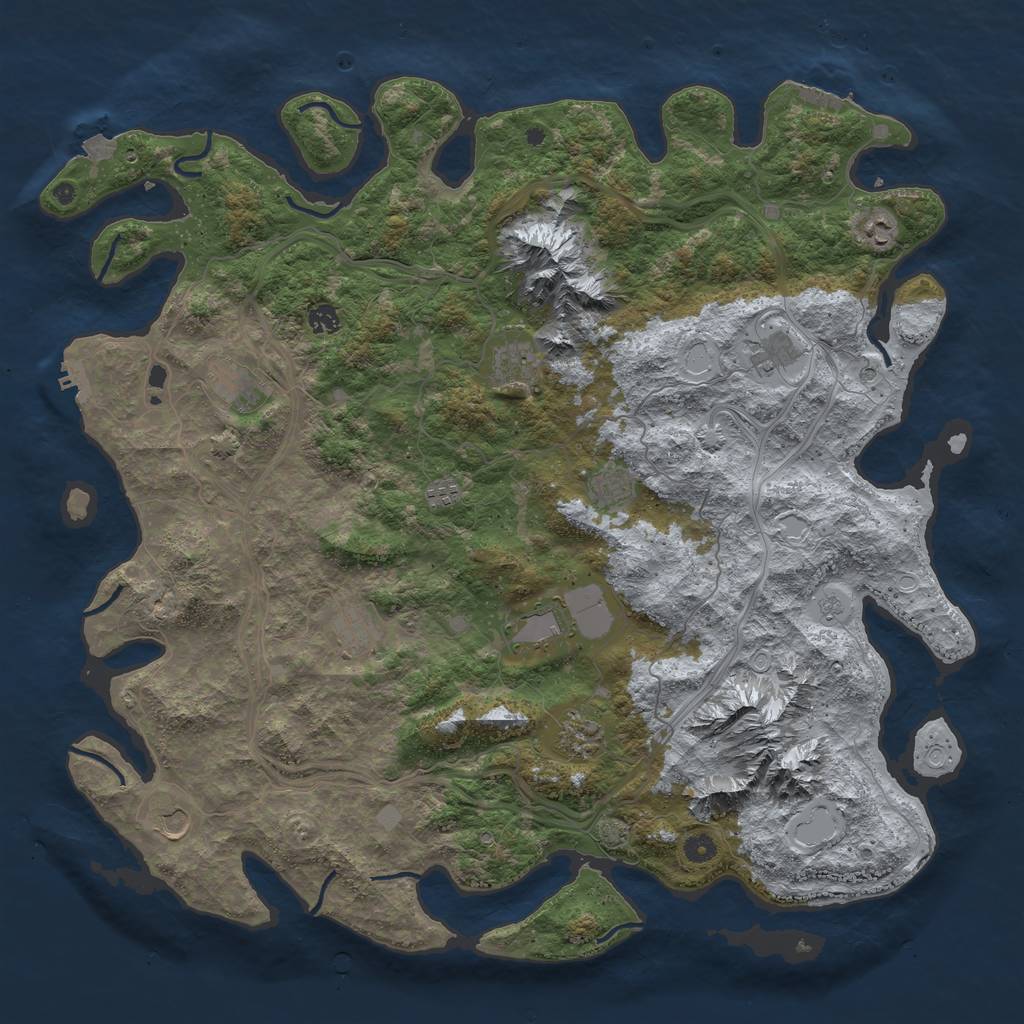 Rust Map: Procedural Map, Size: 5000, Seed: 195636401, 19 Monuments