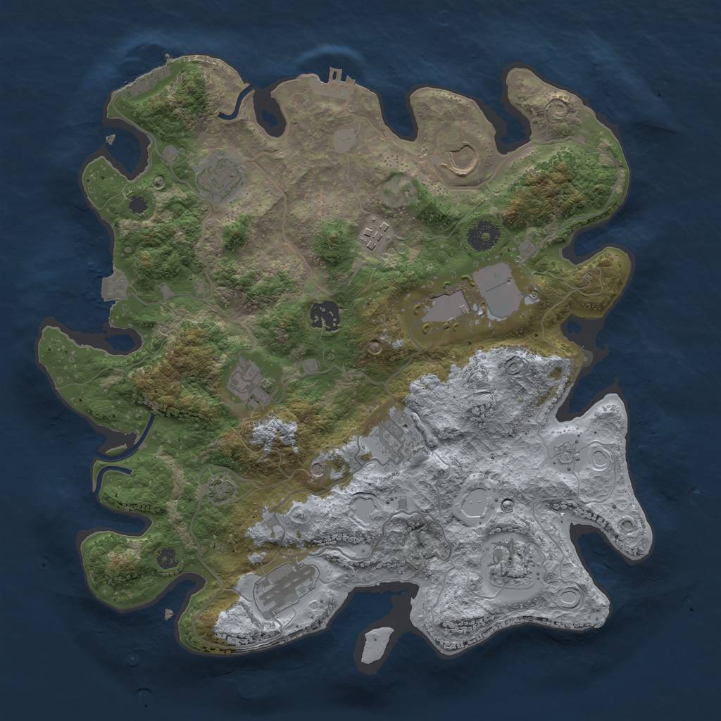 Rust Map: Procedural Map, Size: 3500, Seed: 1398526365, 17 Monuments