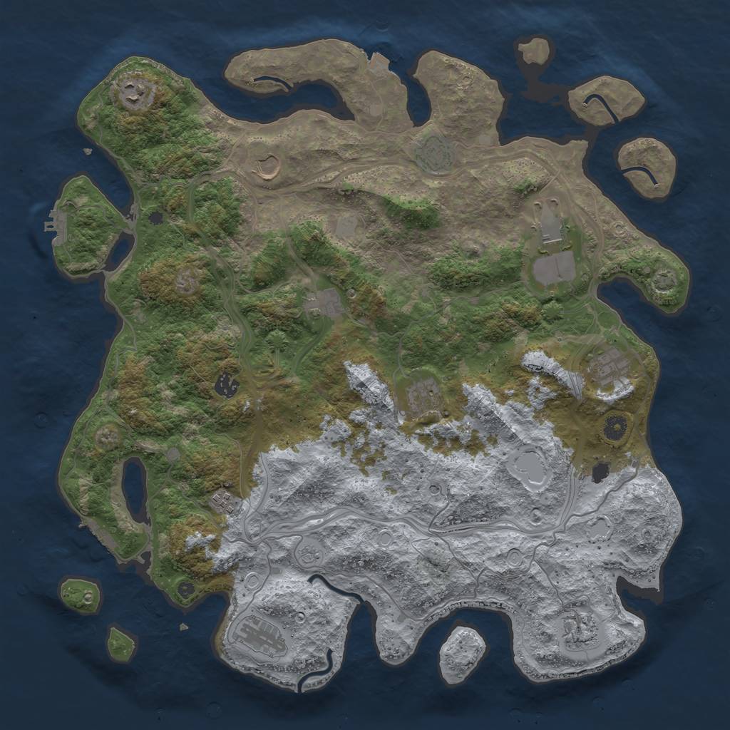 Rust Map: Procedural Map, Size: 4500, Seed: 2004561954, 19 Monuments