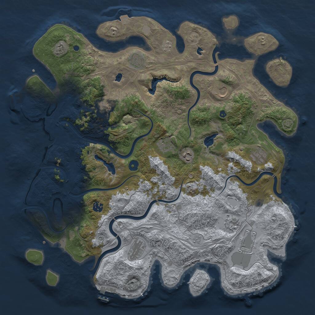 Rust Map: Procedural Map, Size: 4500, Seed: 2004561954, 17 Monuments