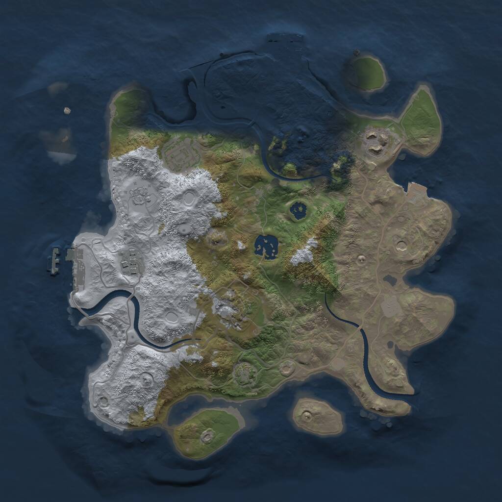 Rust Map: Procedural Map, Size: 3000, Seed: 2083327441, 11 Monuments