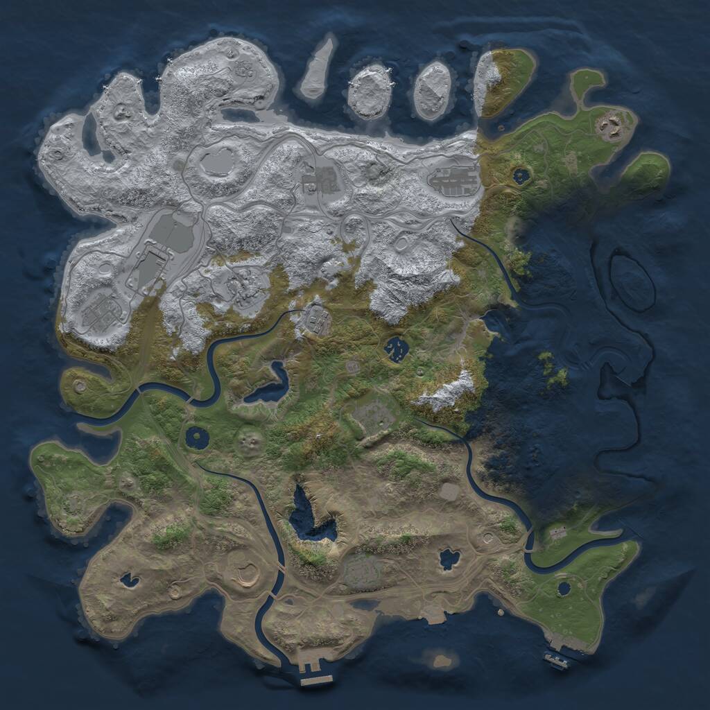 Rust Map: Procedural Map, Size: 4500, Seed: 84019808, 17 Monuments