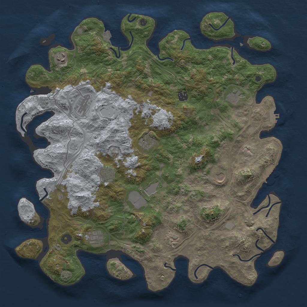 Rust Map: Procedural Map, Size: 4500, Seed: 429487, 19 Monuments