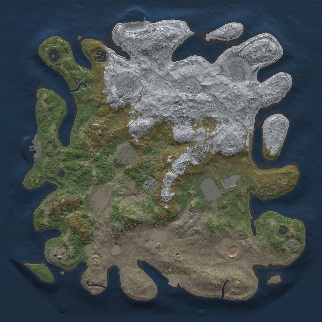 Rust Map: Procedural Map, Size: 3850, Seed: 72357419, 19 Monuments