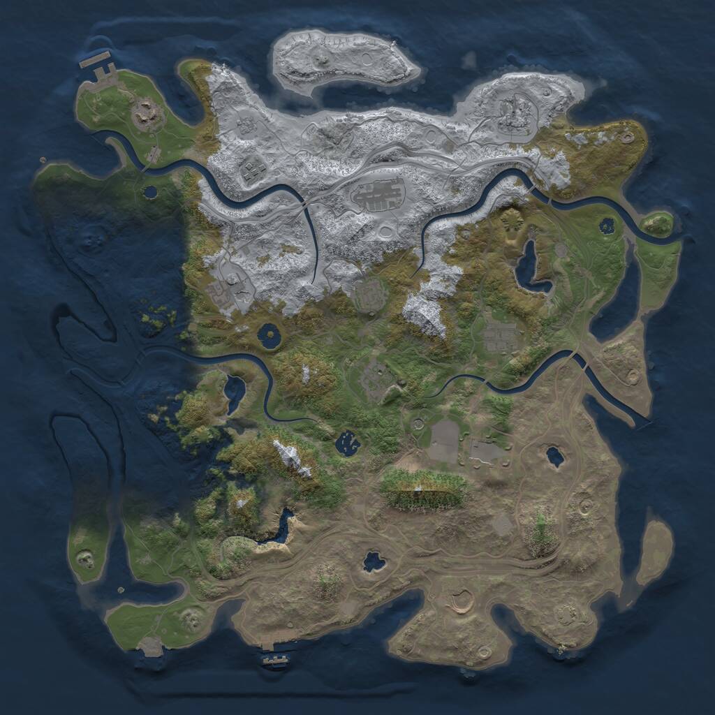 Rust Map: Procedural Map, Size: 4500, Seed: 281982176, 17 Monuments