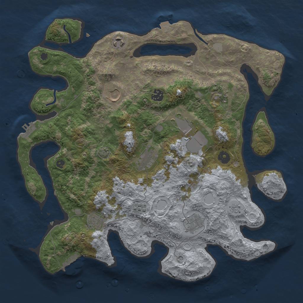 Rust Map: Procedural Map, Size: 3700, Seed: 668825479, 17 Monuments