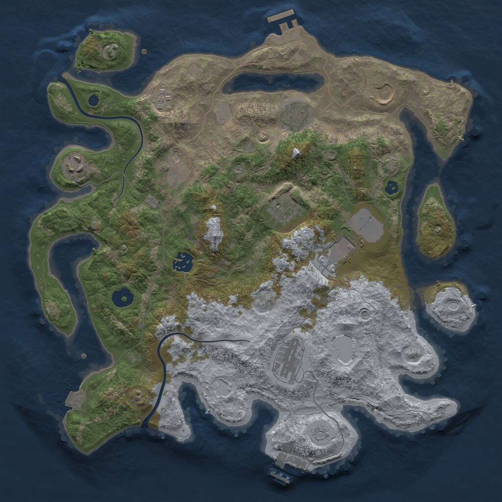 Rust Map: Procedural Map, Size: 3700, Seed: 668825479, 15 Monuments