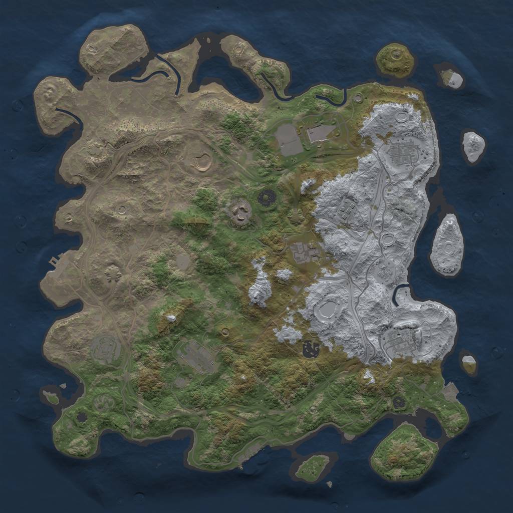 Rust Map: Procedural Map, Size: 4250, Seed: 461273935, 18 Monuments