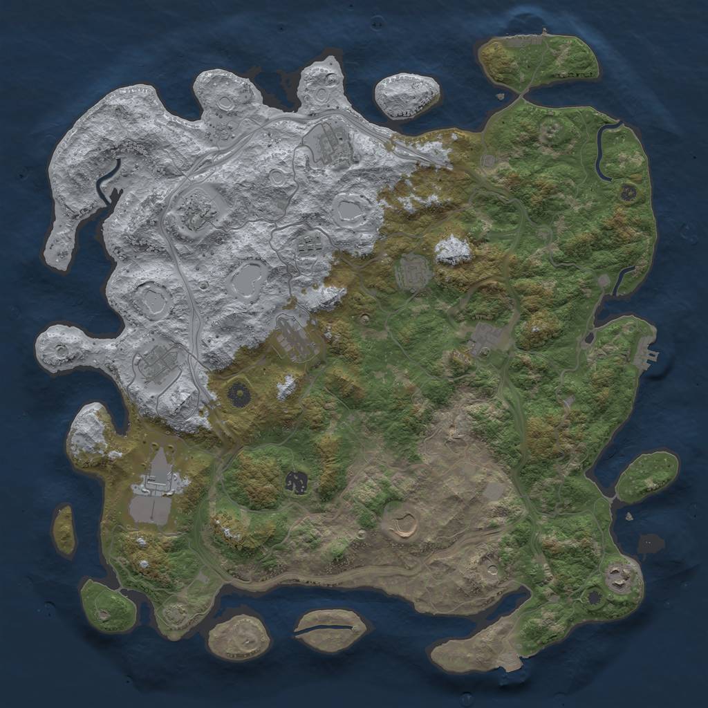 Rust Map: Procedural Map, Size: 4500, Seed: 1468924629, 19 Monuments