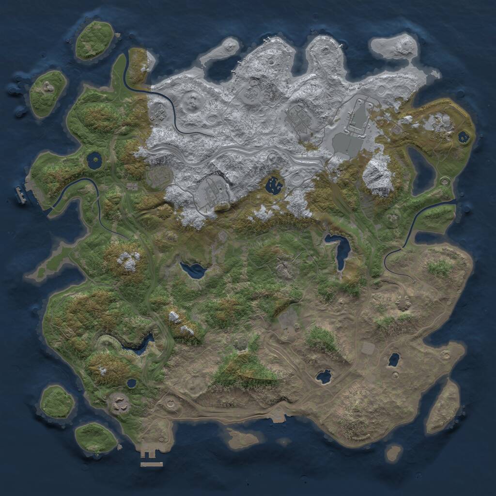 Rust Map: Procedural Map, Size: 4500, Seed: 123987456, 15 Monuments