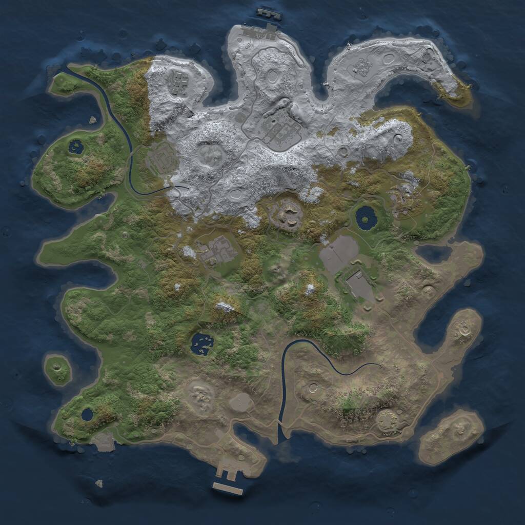 Rust Map: Procedural Map, Size: 3500, Seed: 251387, 14 Monuments