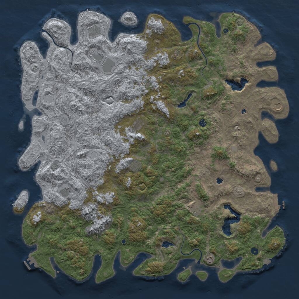 Rust Map: Procedural Map, Size: 6000, Seed: 804481387, 17 Monuments