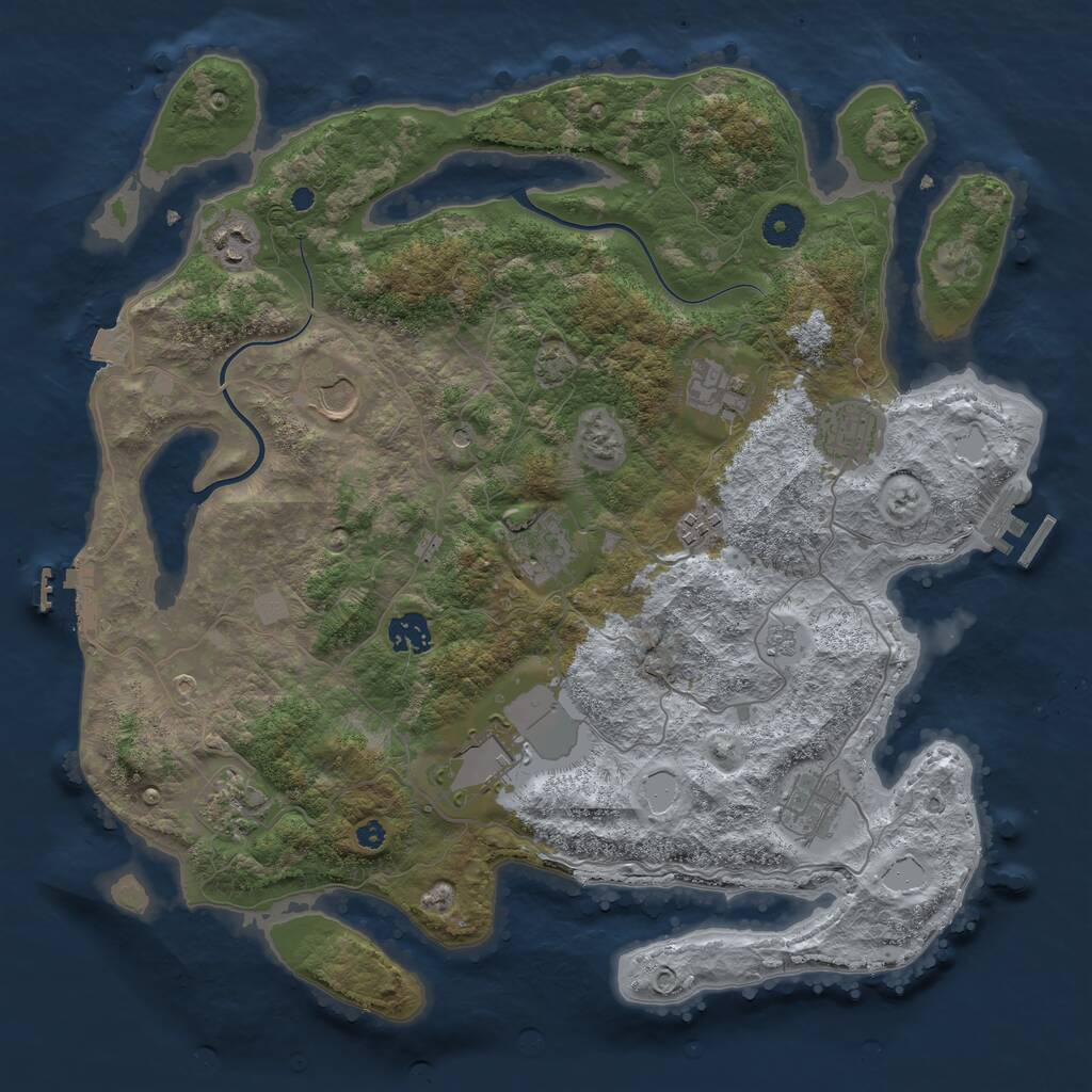 Rust Map: Procedural Map, Size: 3850, Seed: 1338259980, 16 Monuments