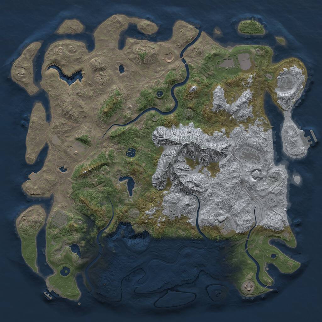 Rust Map: Procedural Map, Size: 5000, Seed: 41653656, 17 Monuments