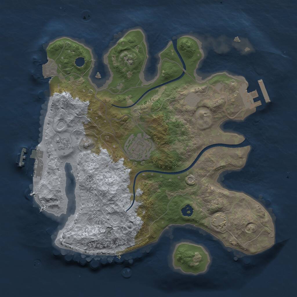 Rust Map: Procedural Map, Size: 2500, Seed: 1839757096, 6 Monuments