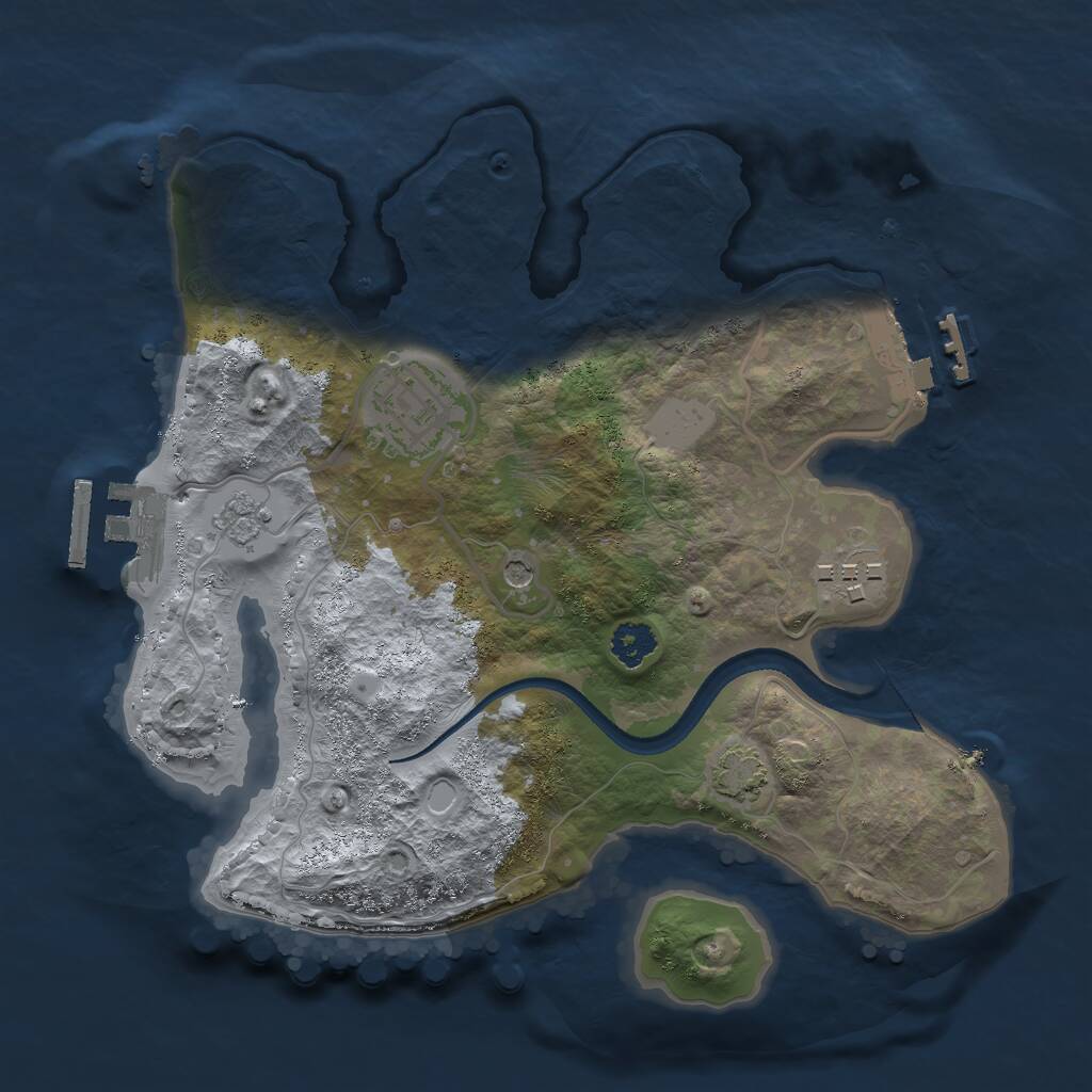 Rust Map: Procedural Map, Size: 2500, Seed: 1839757096, 8 Monuments