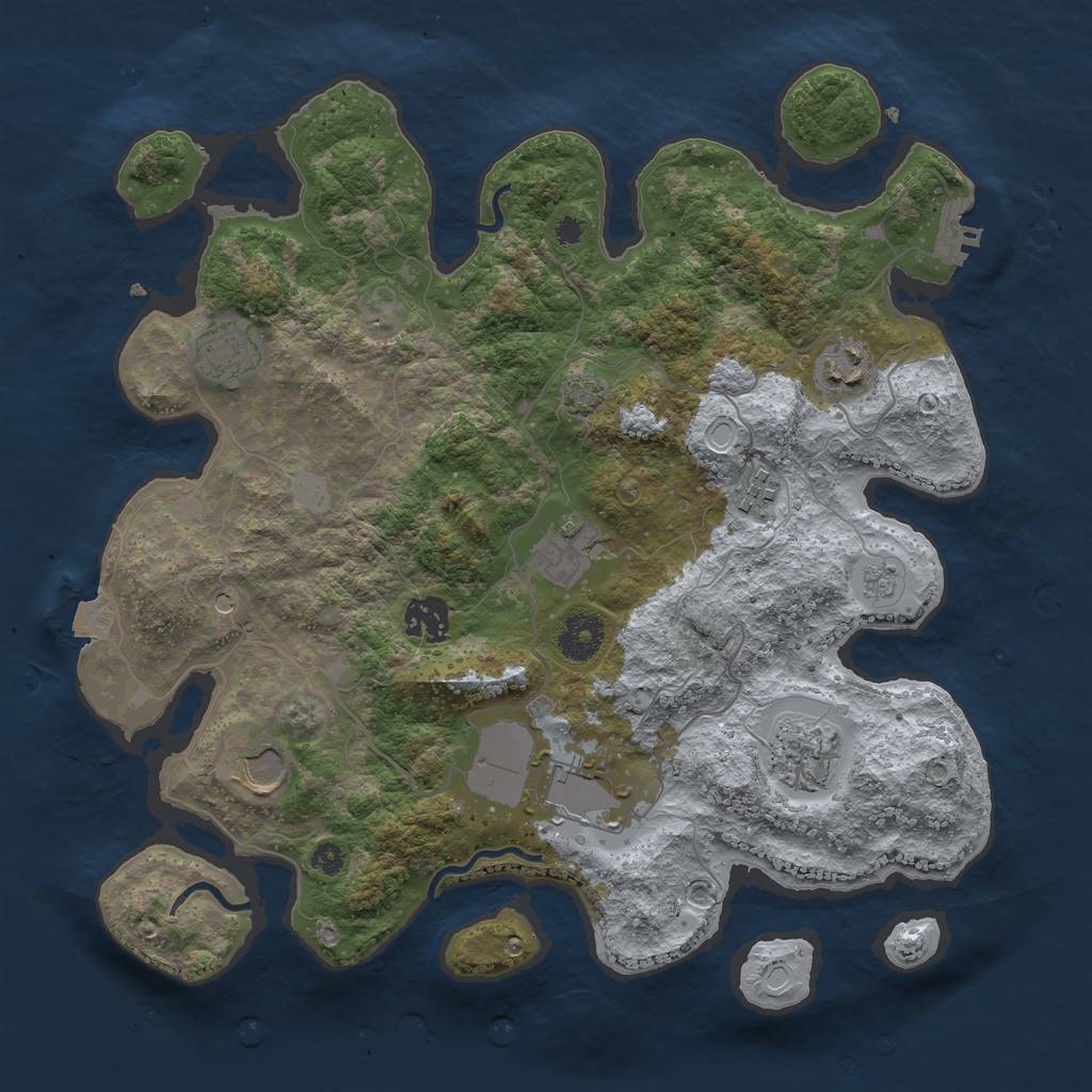 Rust Map: Procedural Map, Size: 3500, Seed: 713101006, 15 Monuments