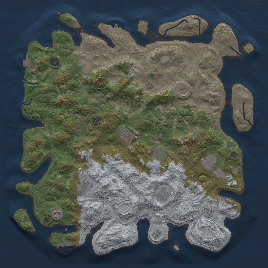 Rust Map: Procedural Map, Size: 4500, Seed: 1877439613, 19 Monuments