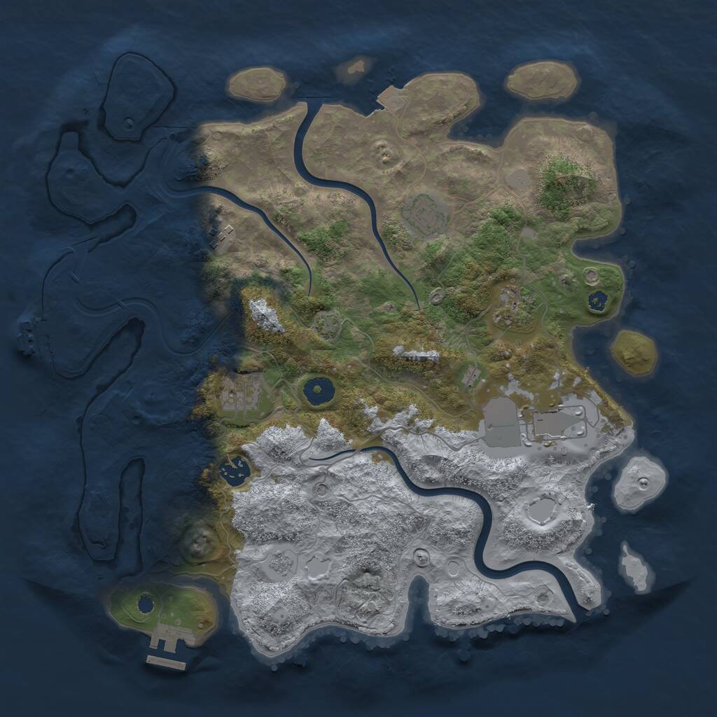 Rust Map: Procedural Map, Size: 3700, Seed: 787378336, 12 Monuments