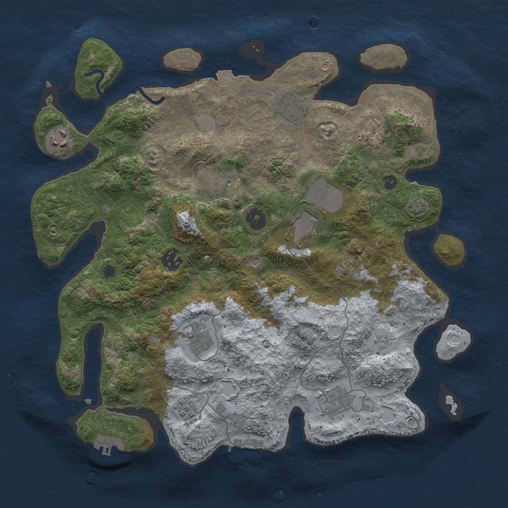 Rust Map: Procedural Map, Size: 3700, Seed: 787378336, 17 Monuments