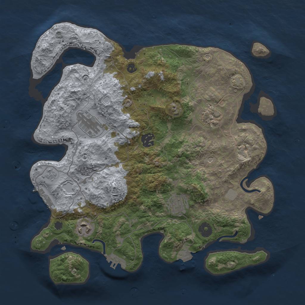 Rust Map: Procedural Map, Size: 3270, Seed: 32584, 13 Monuments