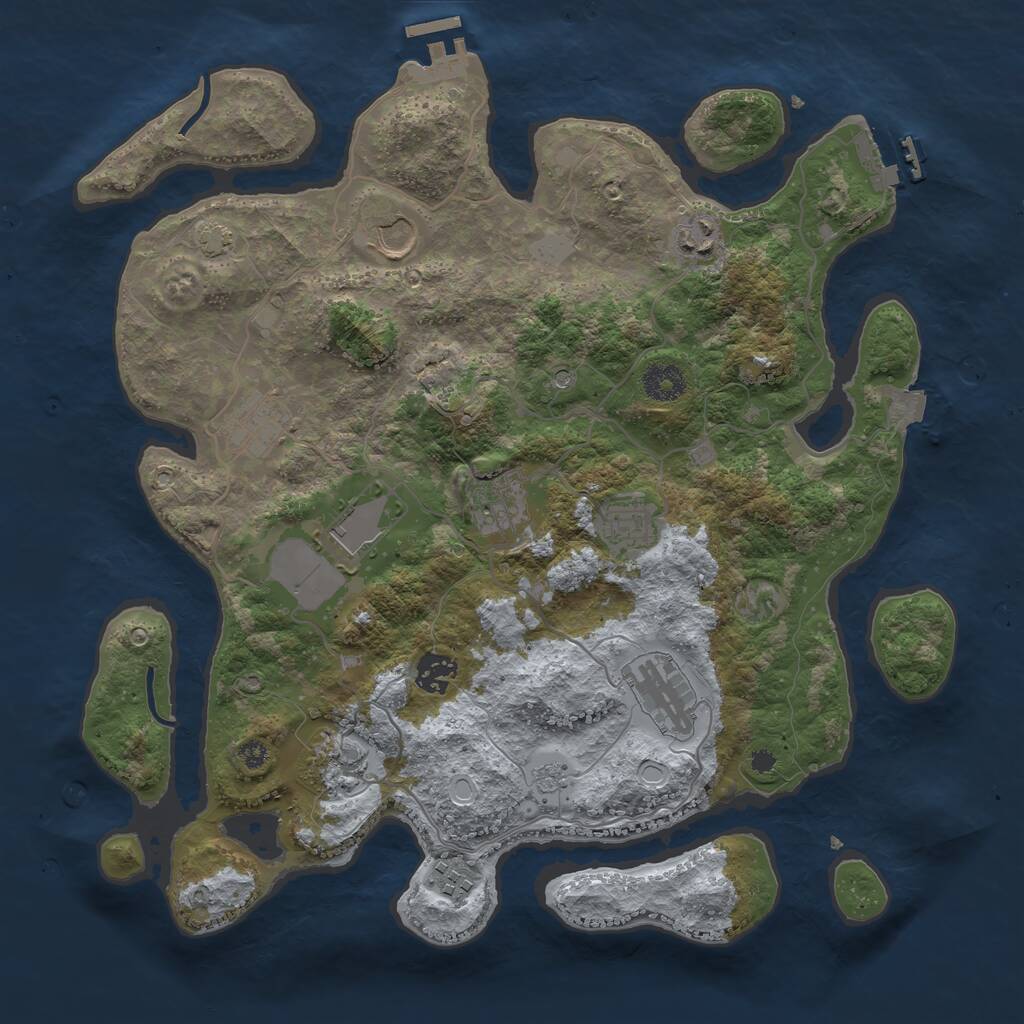 Rust Map: Procedural Map, Size: 3700, Seed: 760952578, 16 Monuments