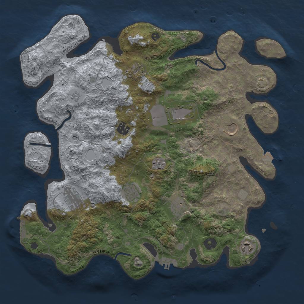 Rust Map: Procedural Map, Size: 3700, Seed: 1886074957, 17 Monuments