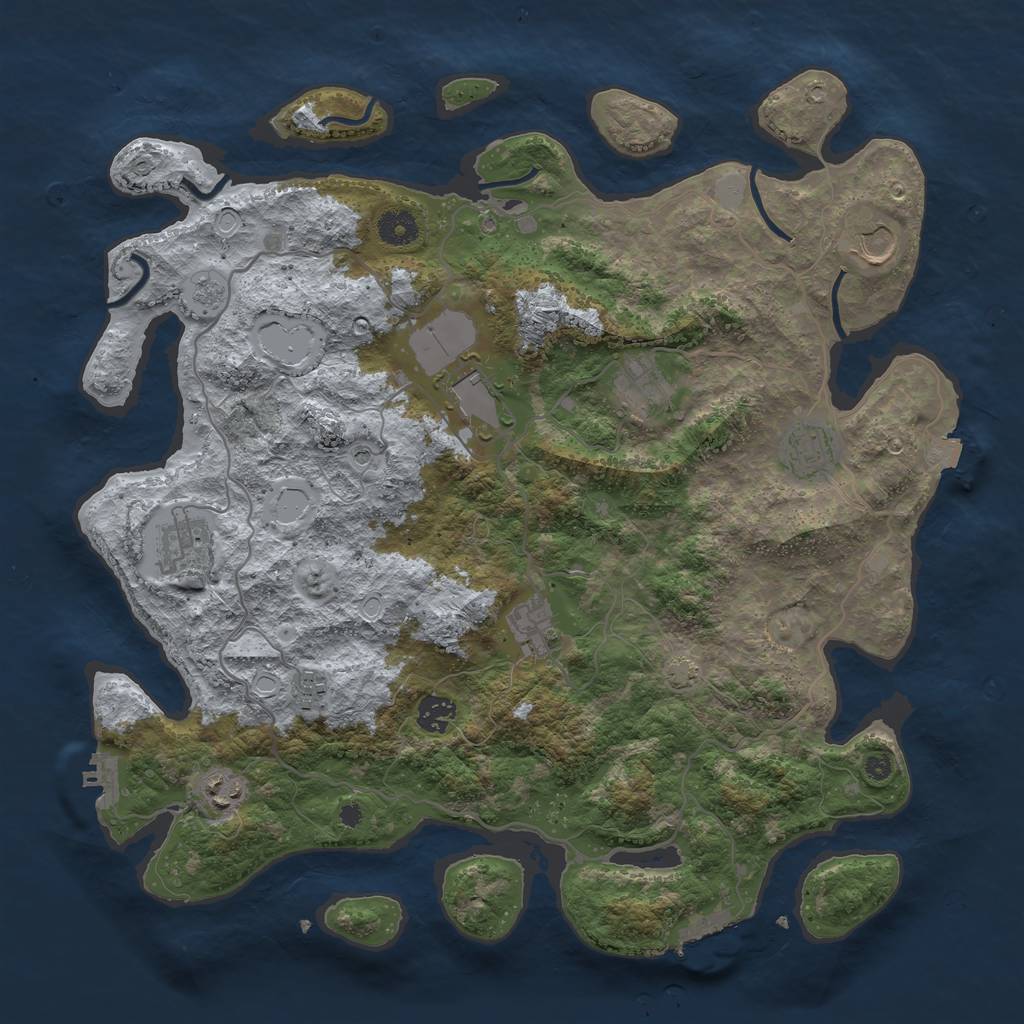 Rust Map: Procedural Map, Size: 4000, Seed: 1947676653, 17 Monuments