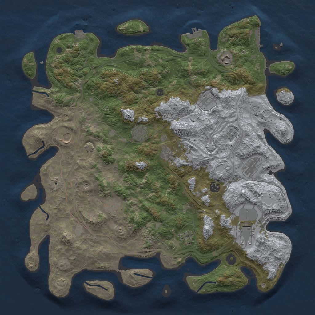 Rust Map: Procedural Map, Size: 4500, Seed: 940169794, 19 Monuments