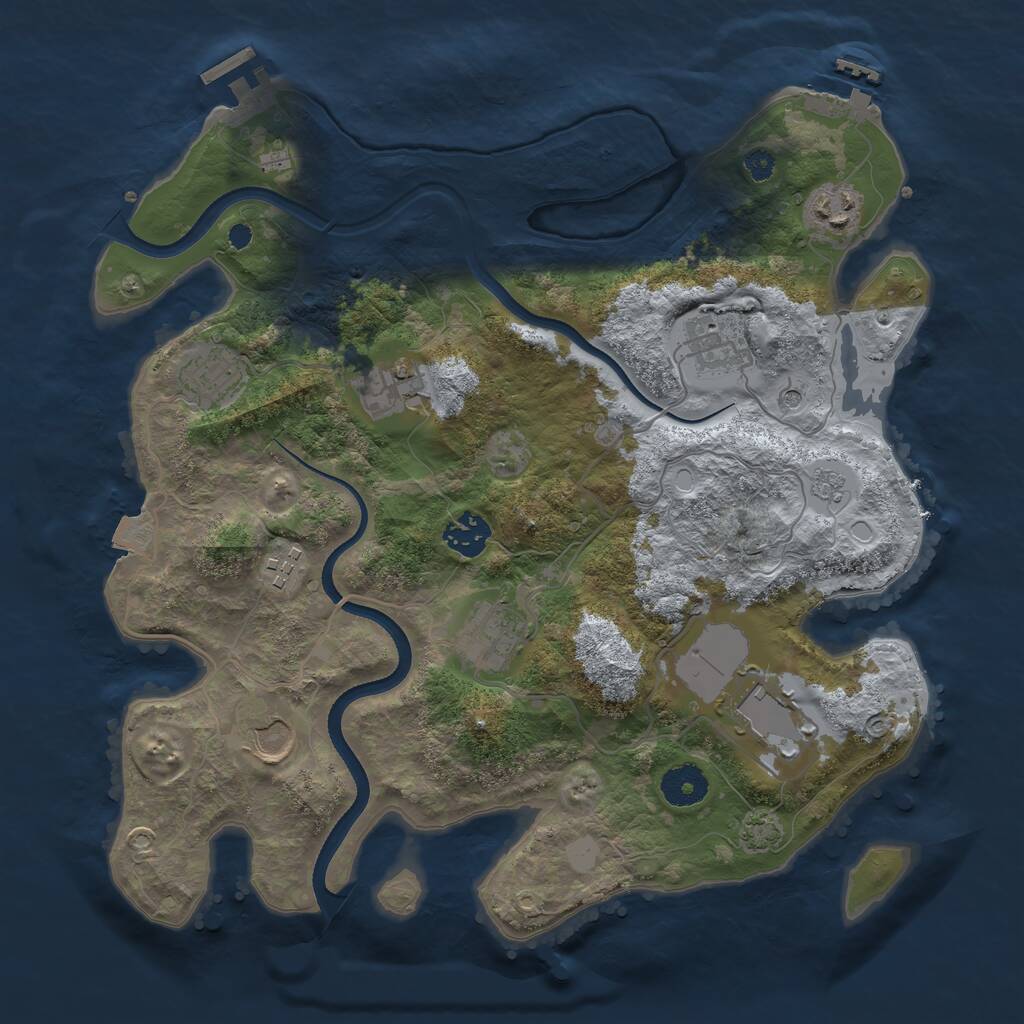 Rust Map: Procedural Map, Size: 3500, Seed: 2098271980, 15 Monuments