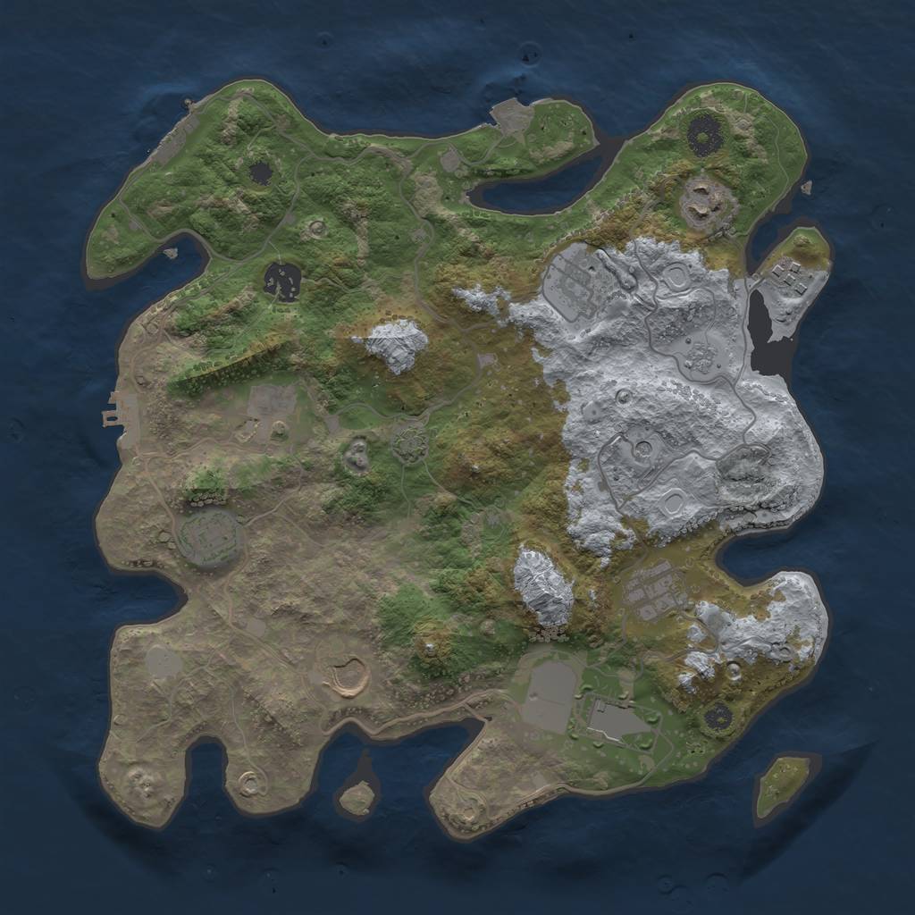 Rust Map: Procedural Map, Size: 3500, Seed: 2098271980, 17 Monuments