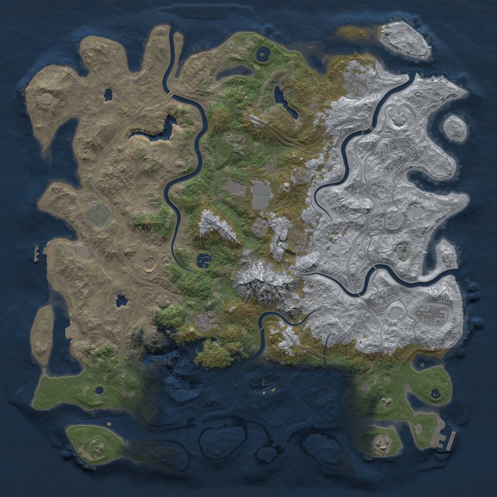 Rust Map: Procedural Map, Size: 5000, Seed: 8416844, 17 Monuments