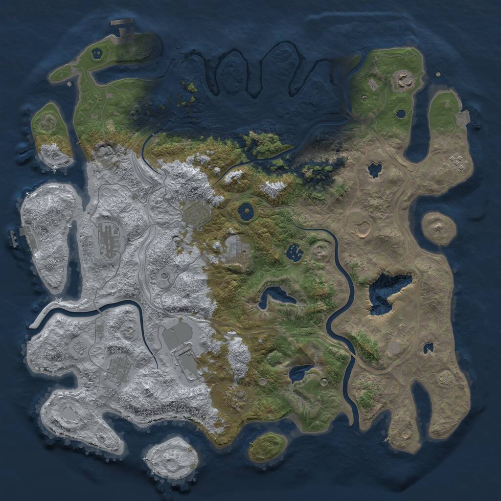 Rust Map: Procedural Map, Size: 4500, Seed: 1347622, 16 Monuments