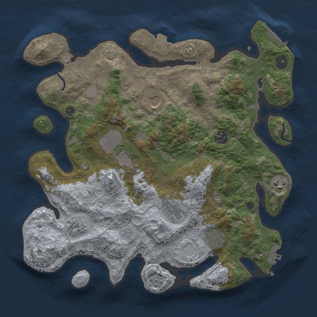 Rust Map: Procedural Map, Size: 3600, Seed: 20912, 16 Monuments