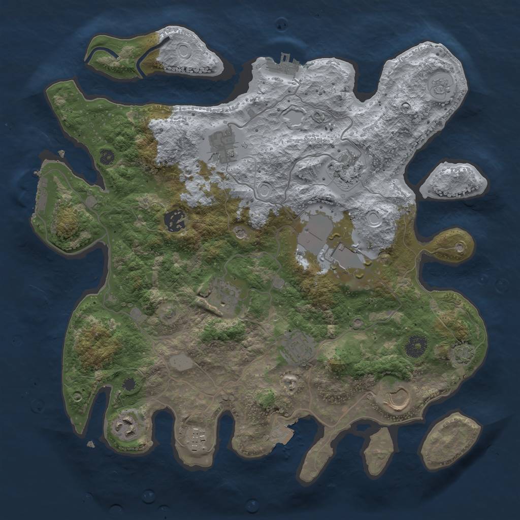 Rust Map: Procedural Map, Size: 3500, Seed: 865712073, 17 Monuments