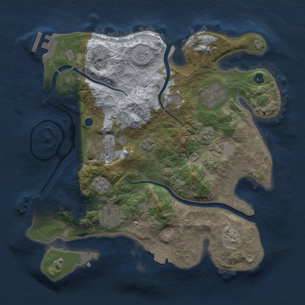 Rust Map: Procedural Map, Size: 3000, Seed: 640111720, 10 Monuments